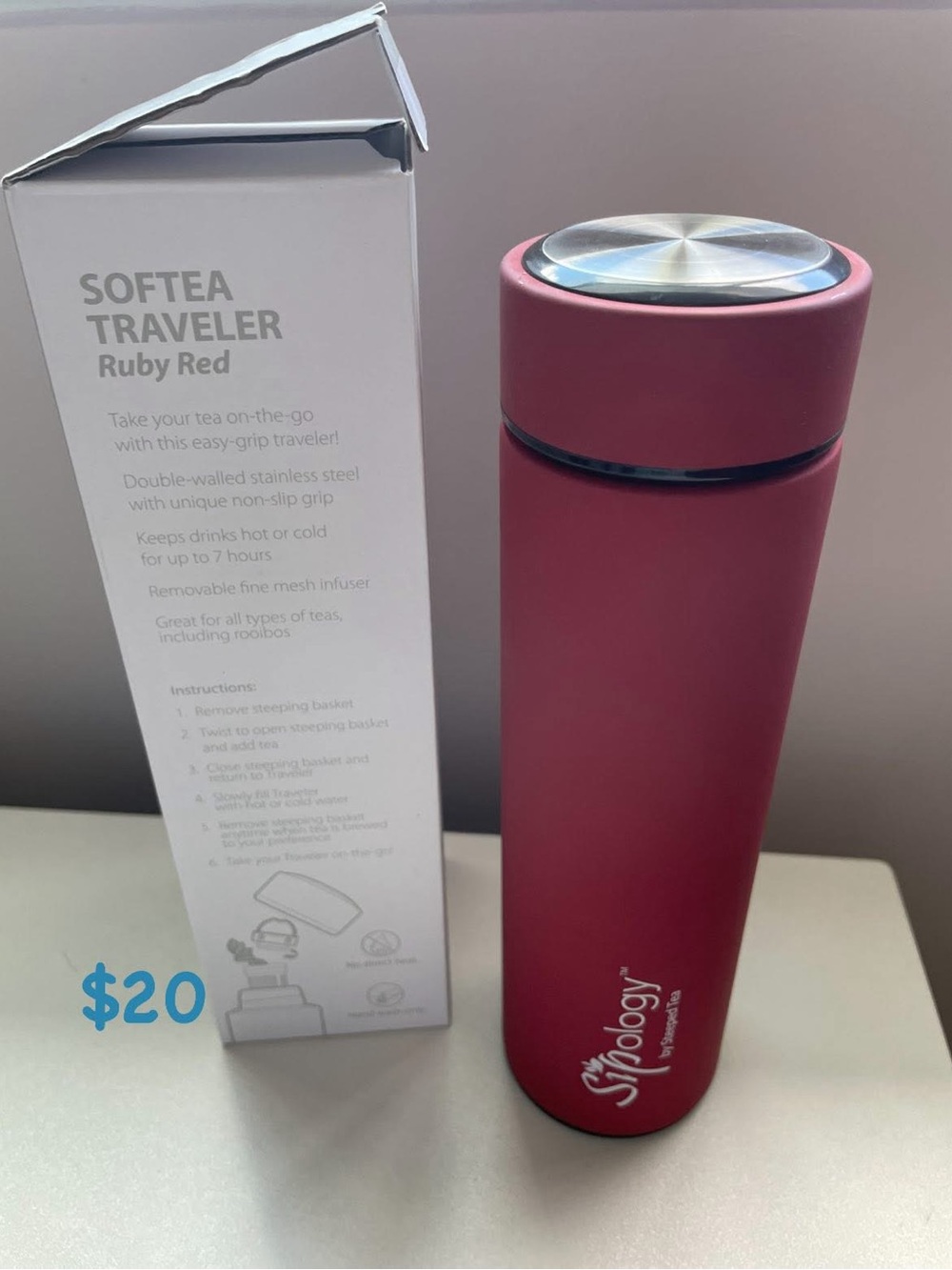 SofTea Traveler Ruby Red Insulated Tea Bottle